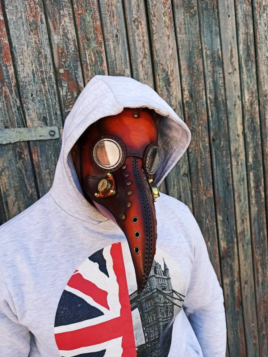 Plague Doctor mask full Face Leather Mask, Biker Mask, Dieselpunk Mask, MadMax Mask, Postapocalyptic Mask, Halloween mask