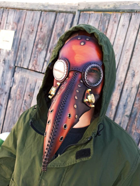 Plague Doctor mask full Face Leather Mask, Biker Mask, Dieselpunk Mask, MadMax Mask, Postapocalyptic Mask, Halloween mask
