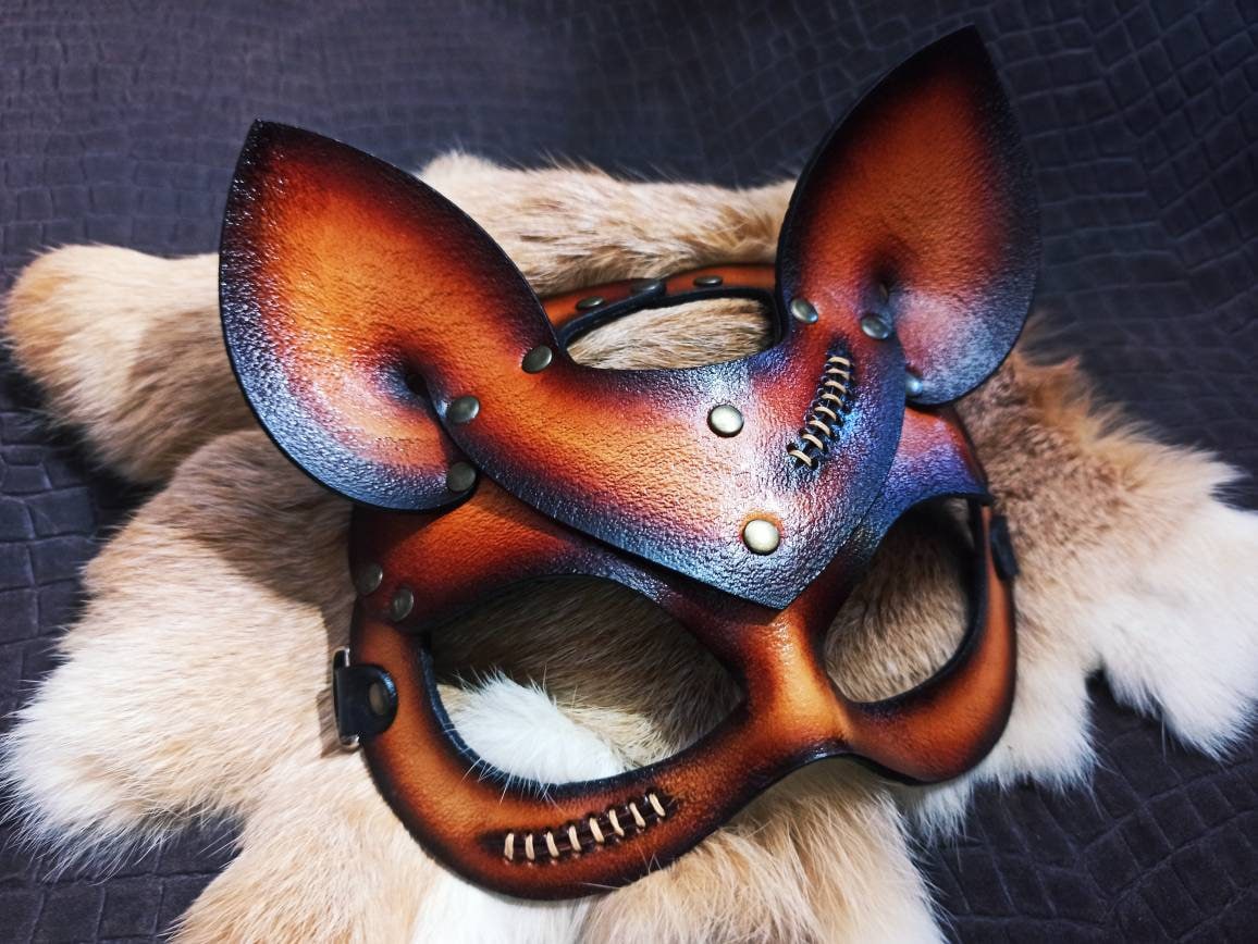 Woman Cat Mask, Mask, Cat mask, Leather Mask, foxy leather mask, fox mask, leather mask, fox mask