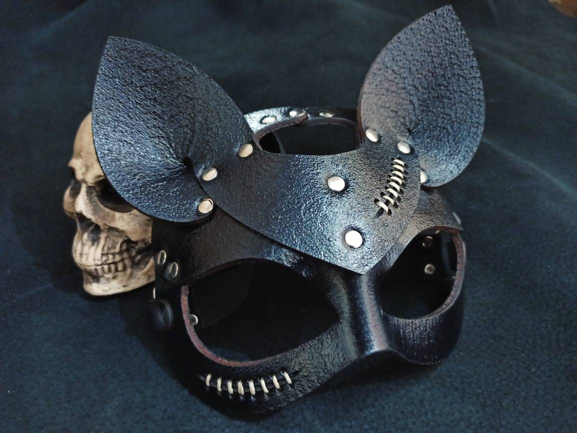 Woman Cat Mask, Mask, Cat mask, Leather Mask, foxy leather mask, fox mask, kitty mask, leather mask, girl gift.