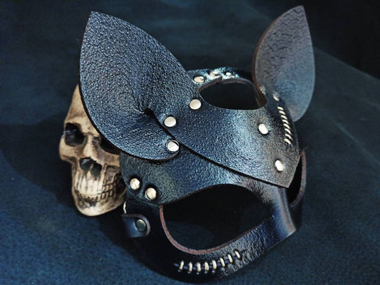 Woman Cat Mask, Mask, Cat mask, Leather Mask, foxy leather mask, fox mask, kitty mask, leather mask, girl gift.