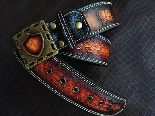 Custom Leather belt, personalised belt, gift for men, biker gift, tooled belt, customized belt, personalised gift