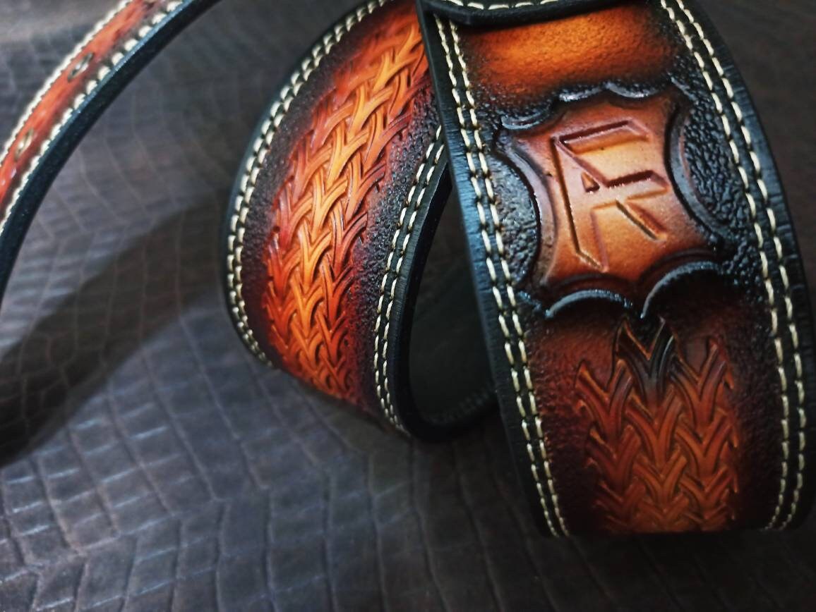 Custom Leather belt, personalised belt, gift for men, biker gift, tooled belt, customized belt, personalised gift