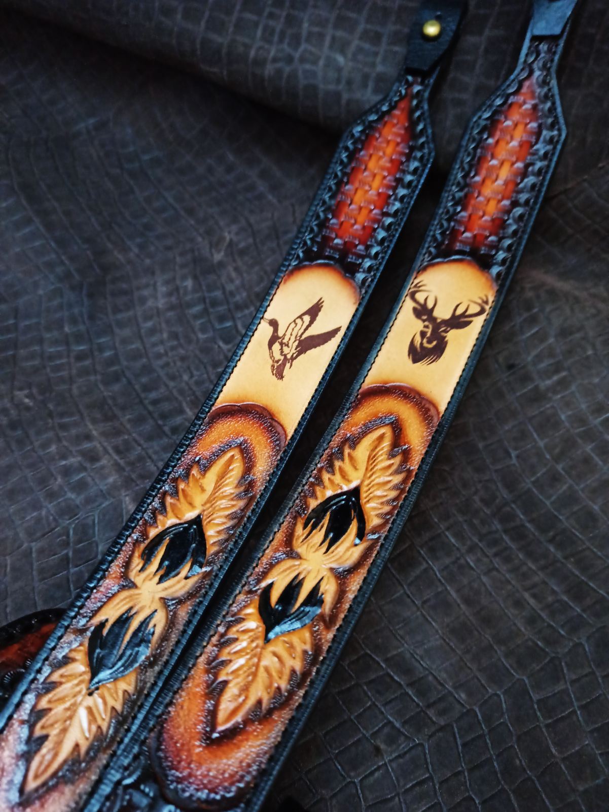 Leather  gun/rifle sling, personalised  rifle sling, tooled gun sling, customized rifle sling,hunter gift