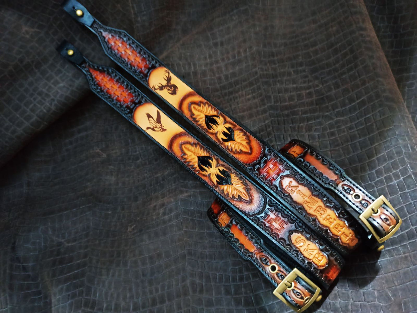 Leather  gun/rifle sling, personalised  rifle sling, tooled gun sling, customized rifle sling,hunter gift